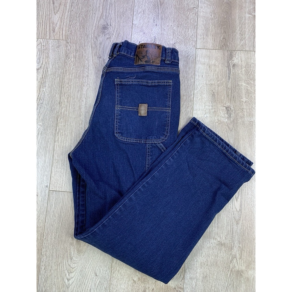 Stanley Carpenter Pants Men 32x30 Blue‎ Bootcut Denim Work Jeans